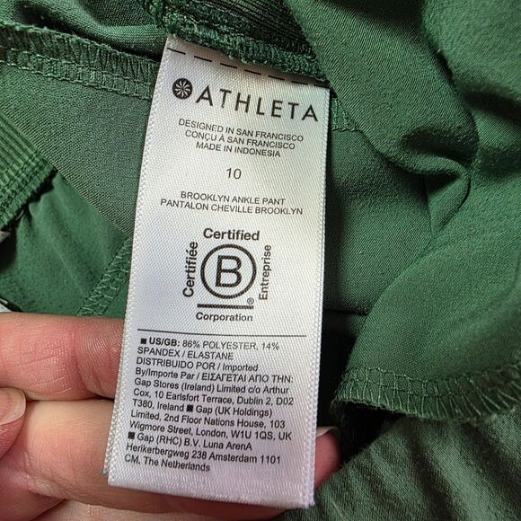 Athleta Brooklyn Ankle Pants Women’s 10 Green Mid Rise, Stretch, Tapered Leg - Picture 9 of 12